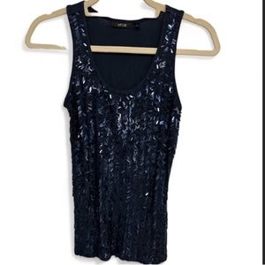 Apt 9 Ladies Embellished Navy Sleeveless Sequin Top Size Small EUC
